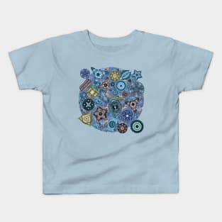 Ernst Haeckel Ocean Diatoms on  Blue Teal Sea Squirt Kids T-Shirt